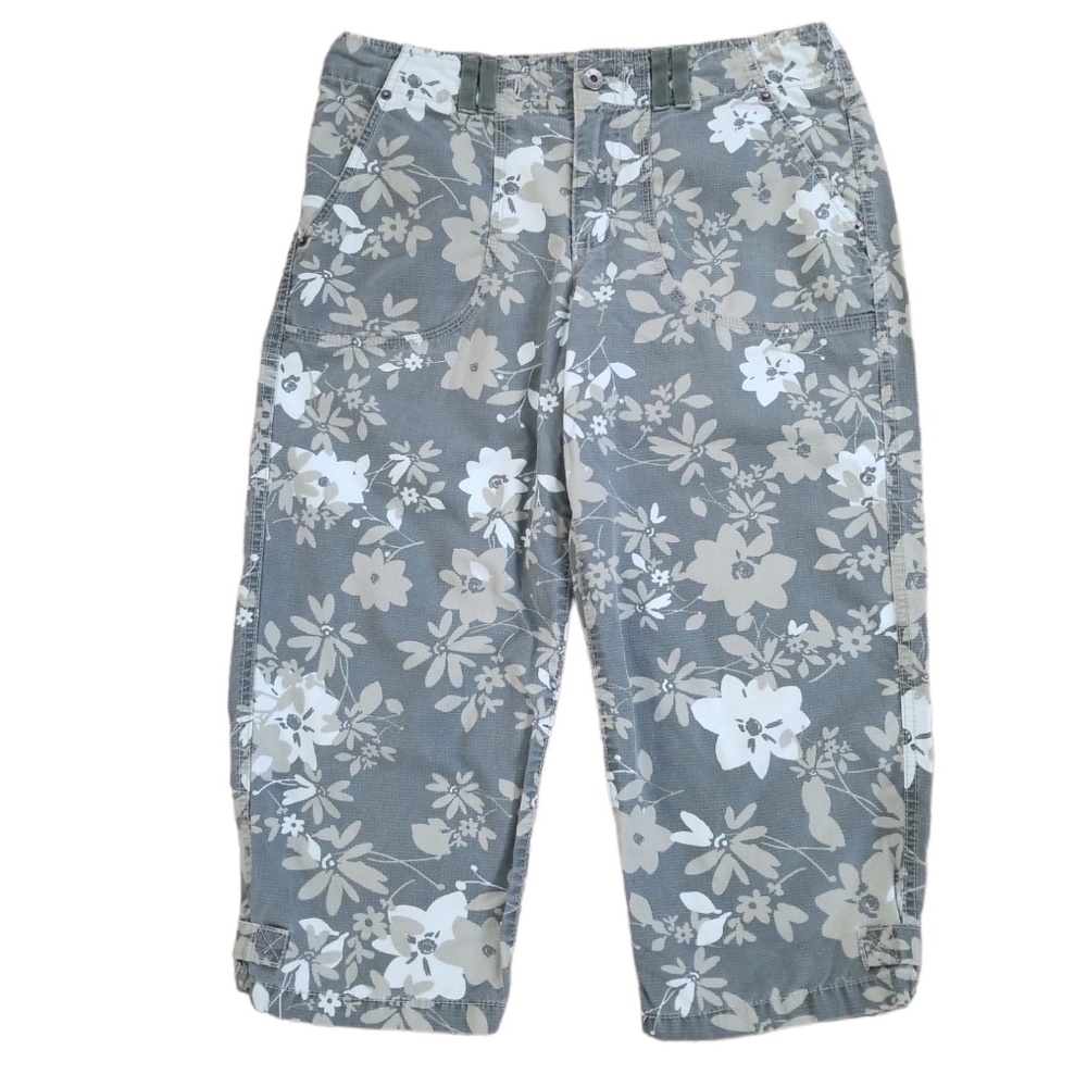 Gloria Vanderbilt Gray Floral Skimmer Capri‎ Pants Size: 8